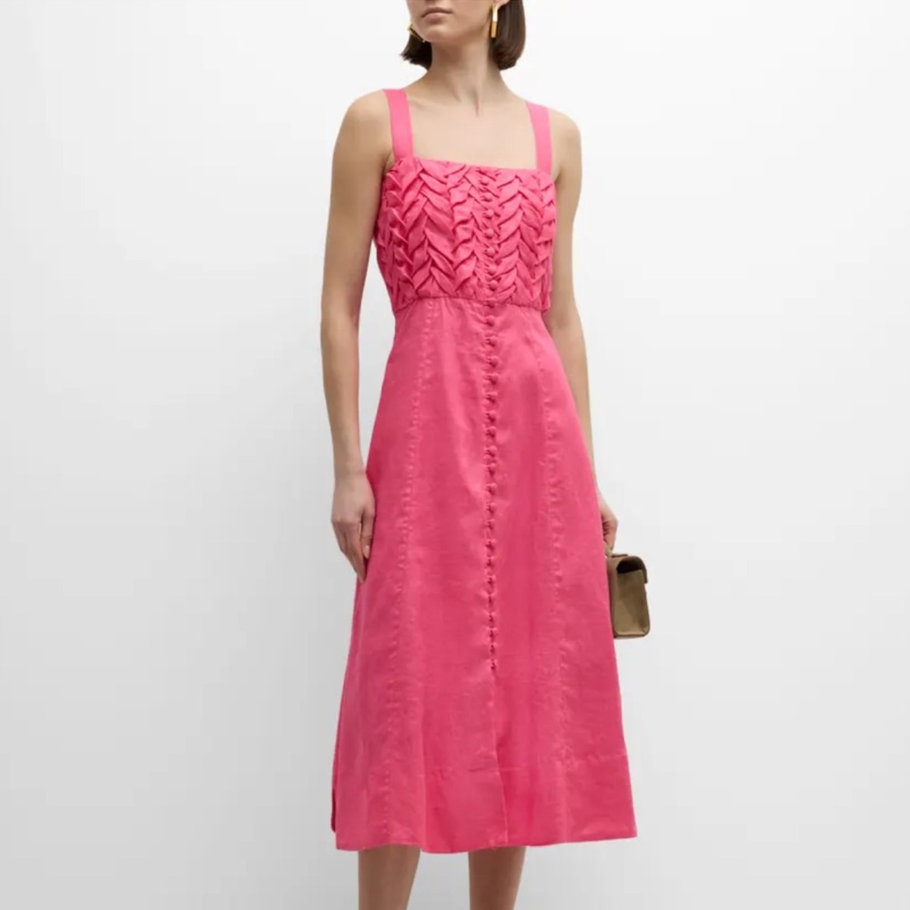Atelier 17.56 Helene smocked button front dress Sz S NWT